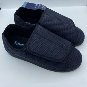 Silverts Adaptive Blue Slip‎ Resist Antimicrobial Slippers NWT navy size 12